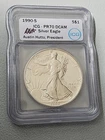 1990 S $1 American Silver Eagle ICG PR70 DCAM AUSTIN HUTTO Signed White Label