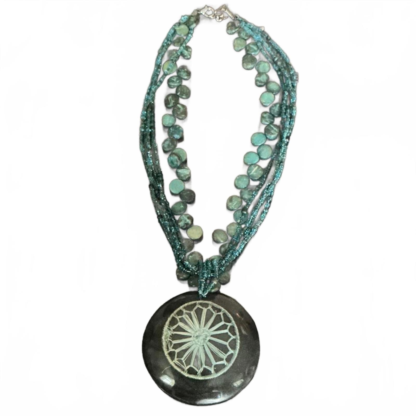Teal Turquoise Multi-Strand Statement Necklace - image 3