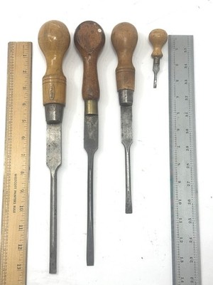 Lot of 4 Marples Cabinet Makers Screwdrivers Large and Tiny