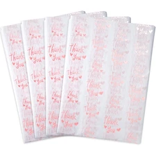 100 Sheets White & Pink Thank You Tissue Paper, 20" x 14", Pink Tissue for Pa...
