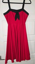Rock Steady red swing dress features a black sweetheart neckline trim Size XL