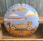 Vintage Union Gasoline Porcelain Metal Domed Pump Plate Sign - Car Airplane Boat