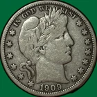 1909 Barber Half Dollar Very Fine VF Coin #28643