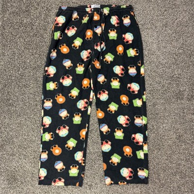 South Park Comedy Central Mens Pajama Pants Black All Over Print XL Cotton 2006