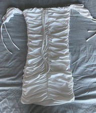 Fashion nova white ruched bodycon off the shoulder mini dress size small