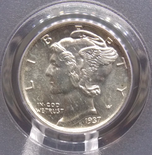 1937 "S" Mercury SILVER Dime 10c PCGS MS63 FB #352 *FULL BANDS* BU Unc ECC&C Inc