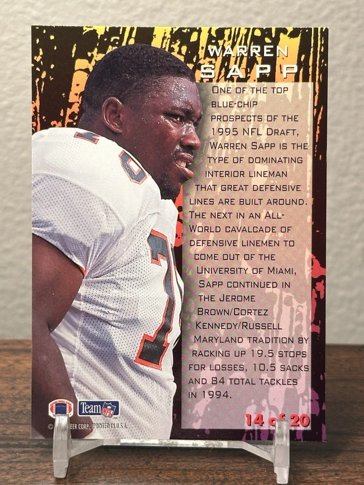Warren Sapp 1995 Fleer NFL Prospects Insert Rookie RC #14 TB Buccaneers HOF - Image 2 of 2