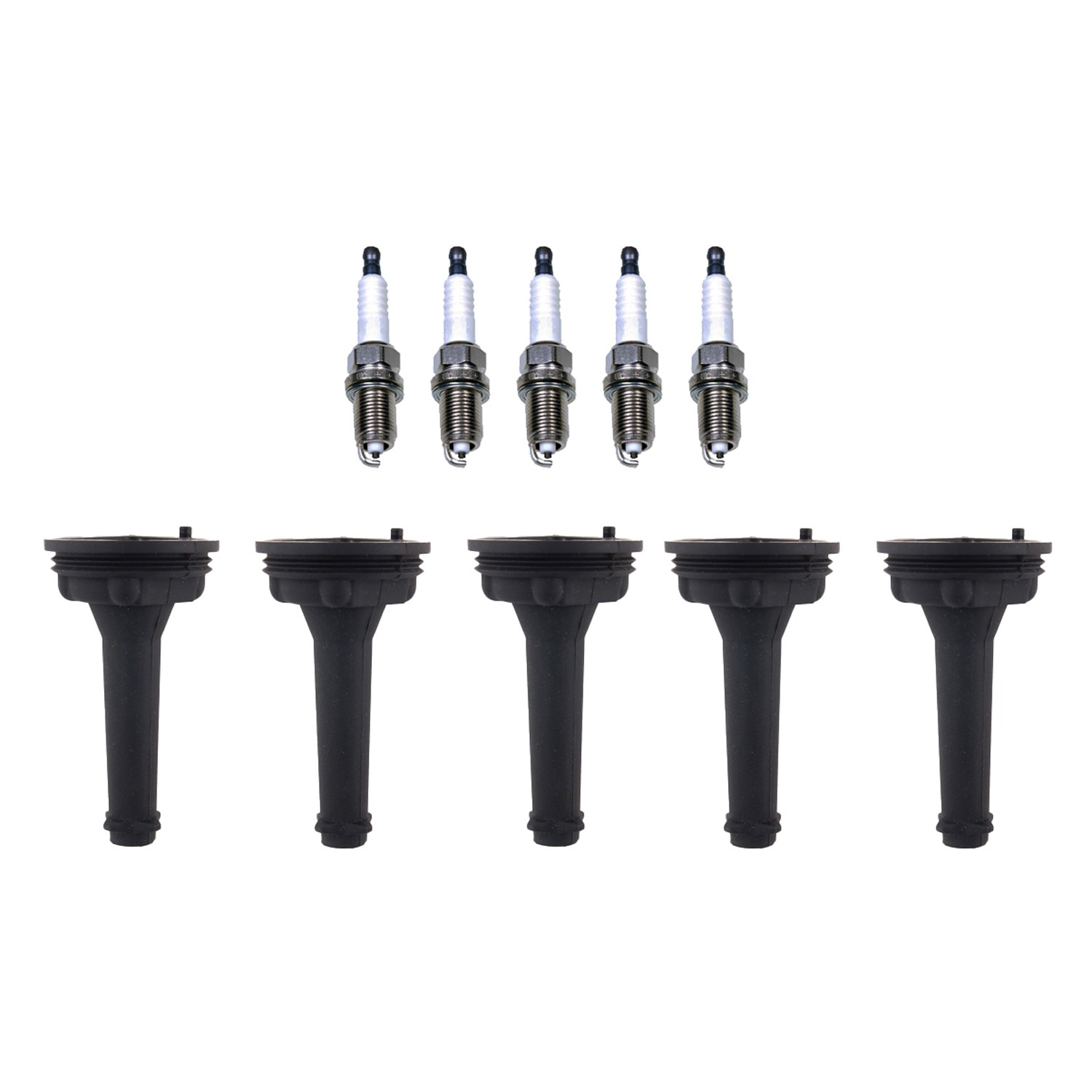 Denso 5 Standard Spark Plugs  Denso Coil Boots Kit for Volvo S60 2.5T 2.5L L5