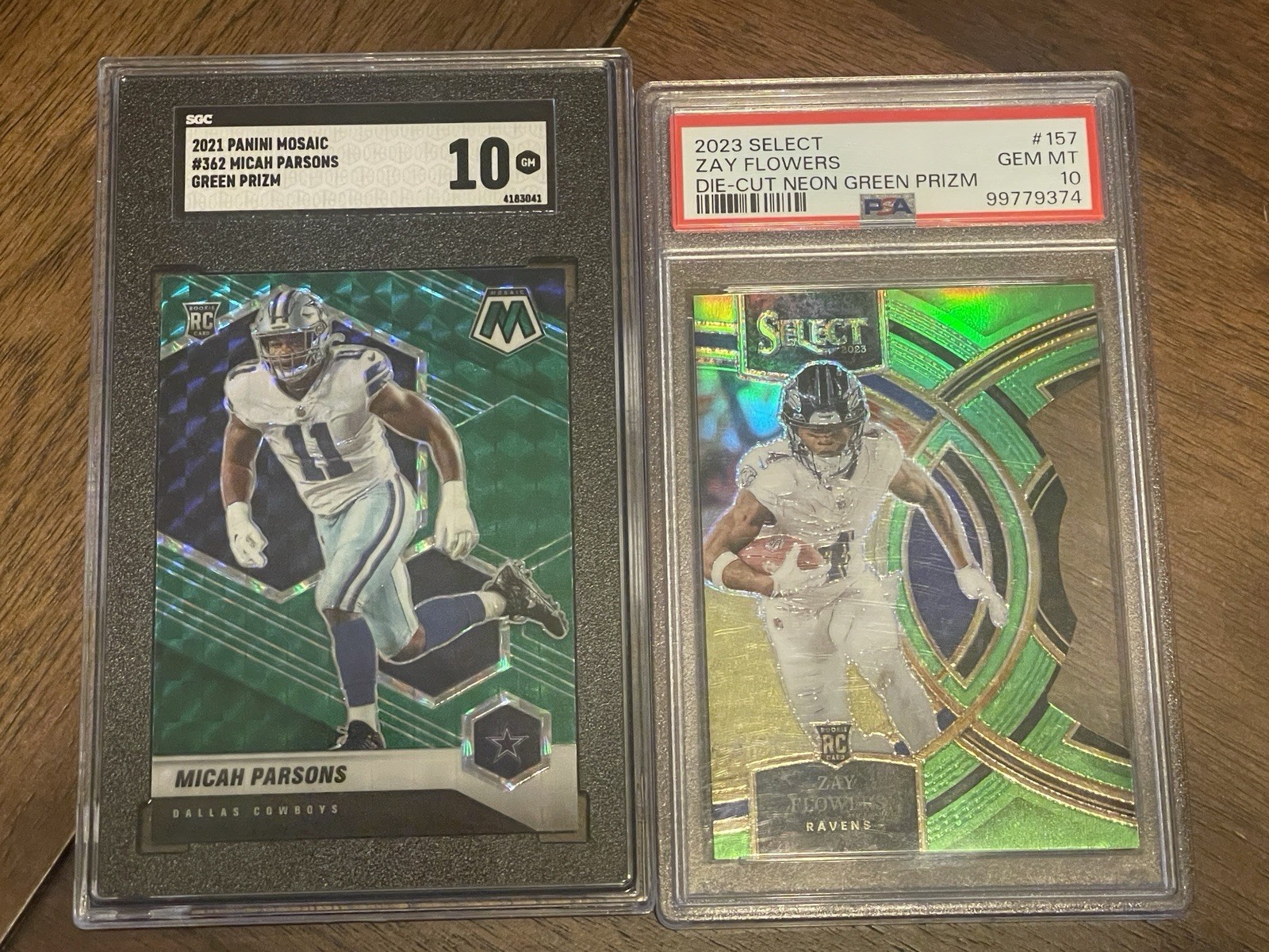 Panini Select Zay Flowers /499 RC PSA 10 Micah Parsons Green Mosaic Rookie SGC
