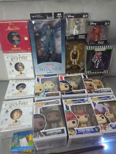 Lot Of Funko Pop Disney Harry Potter, Witcher, Alladin, Beetlejuice, Peter Pan!