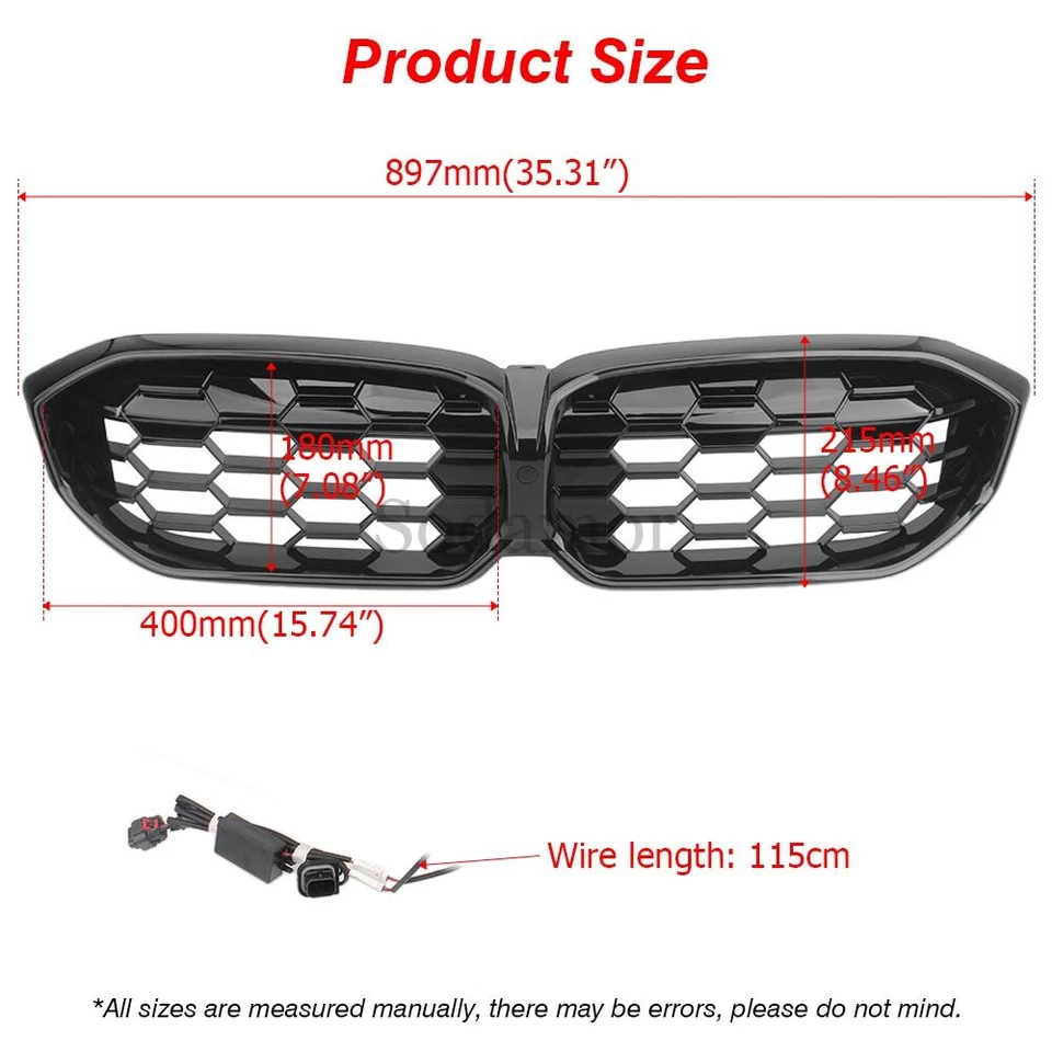 Glossy Black Front Bumper Grille Mesh Fit For BMW G20 G21 330i M340i 3ER 2023-24 - Image 4 of 4