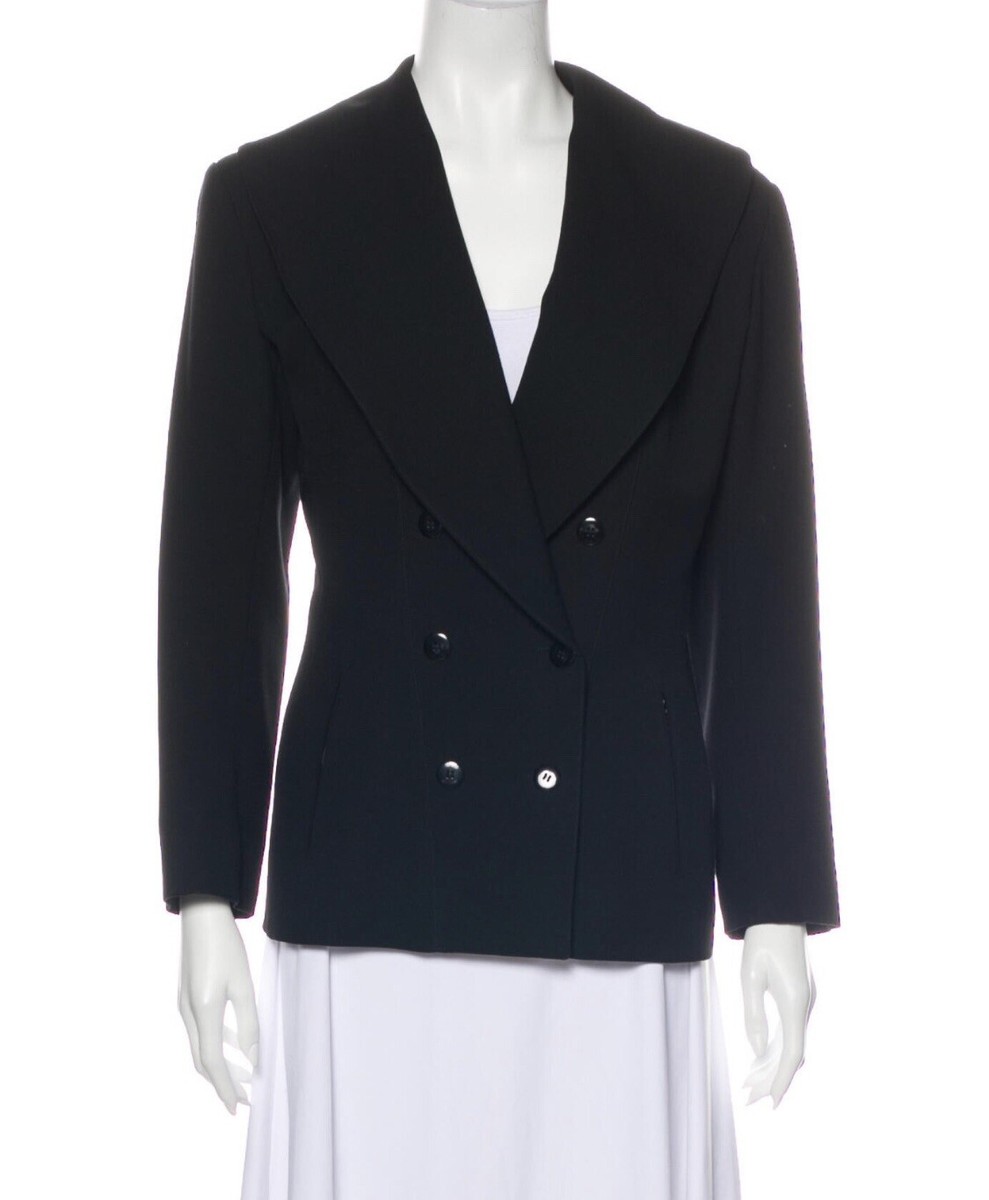 Azzedine Alaia Jacket 8 Black Wool Double Breasted Blazer Vintage