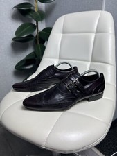 Dolce & Gabbana Double Monk Leather Shoes Size 44 Dark Burgundy D&G