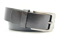 BLACK FULL GRAIN Buffalo Leather Mens 1.5" Belt Strap Buckle Casual Jeans