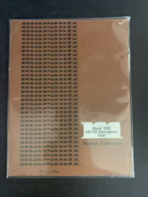 Marantz Model 2100 * Stereophonic Tuner Handbook Of Instructions* #ELE-39