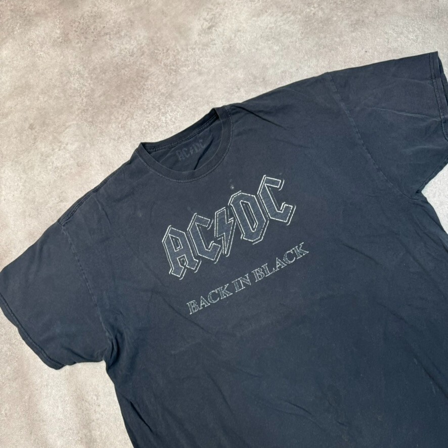 ACDC T-Shirt Mens 2XL Back In Black Y2K Music Graphic Print Tee, Black image 3