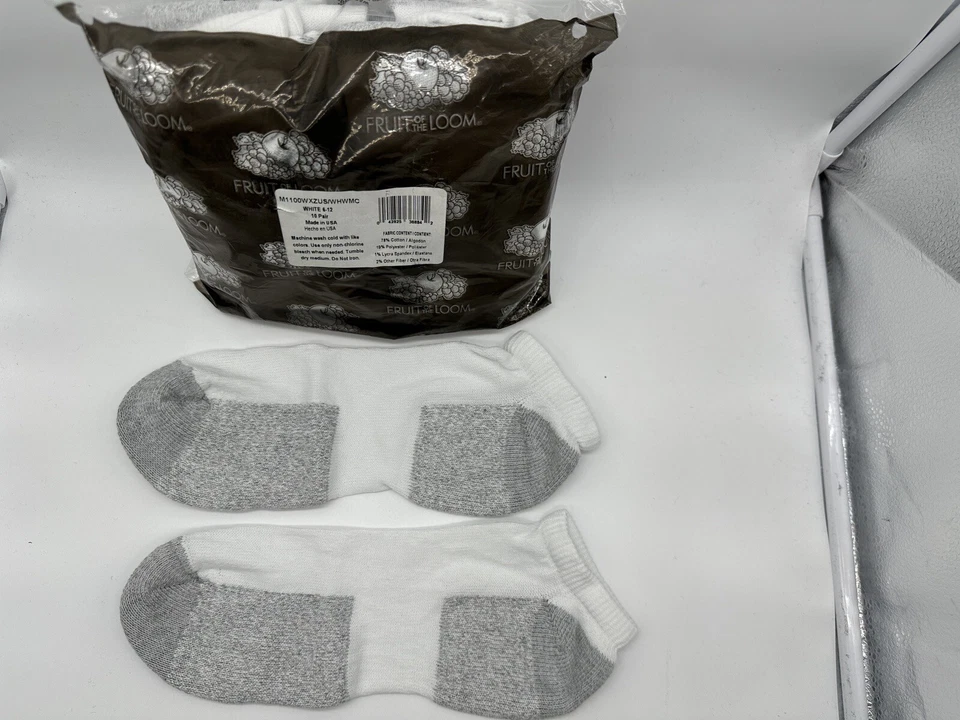 НОВЫЙ 10 ПАРА УПАКОВКА ФРУКТЫ ТКАЦКОГО СТАНКА МУЖСКОЙ БЕЗ ШОУ ХЛОПКОВЫЕ НОСКИ СДЕЛАНО В США 7-12 - Изображение 4 из 4