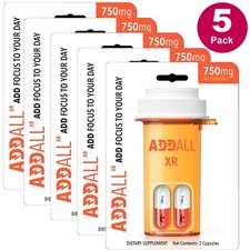 AddAll XR 750mg, Energy Focus Concentration, 5 Packs - 10 Capsules - FREE SHIP