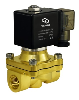 3/8'' Inch Brass General Purpose Electric Solenoid Valve 220V AC Normally Closed