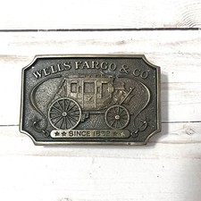 Vintage Authorized 1973 WELLS FARGO  CO Since 1852 Western Brass Belt Buckle