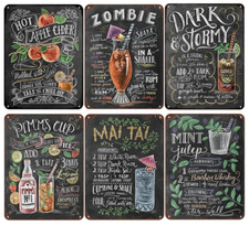 Mai Tai Cocktail Drink Club Whiskey Metal Plates Sign Wall Decor Home Bar Pub