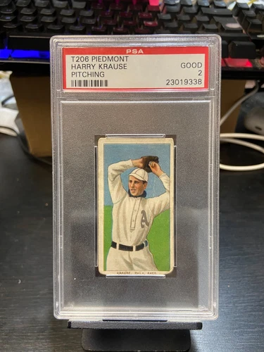 PSA 2 Good T206 Piedmont Philadelphia A. Harry Krause Pitching Tobacco Card JC
