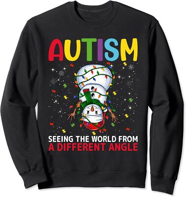 Autism Awareness Snowman Christmas Autistic Xmas Day Unisex Crewneck Sweatshirt