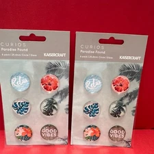 KAISERCRAFT Glass Curios  Paradise Found Planner CHARMS Set of Two Summer Tropic