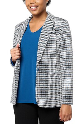 GRAVER Susan Graver Jacquard Knit Blazer Indigo