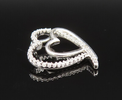 925 Silver Vintage Genuine Diamonds Double Open Love Heart Pendant