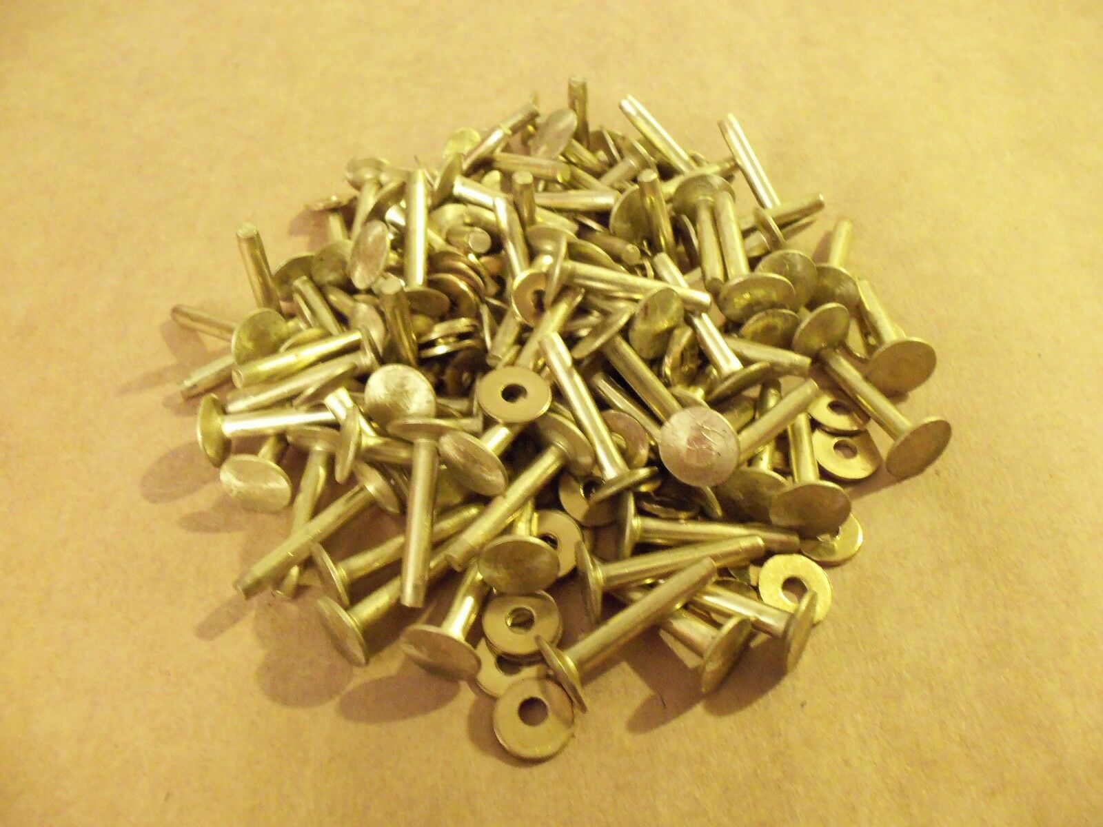 Soild Brass Flat Head Rivets & Burrs 1