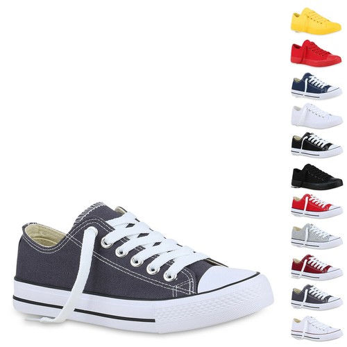 896177 Damen Sneaker Low Basic Canvas Schnürer Freizeit Schuhe New Look - Bild 1 von 18