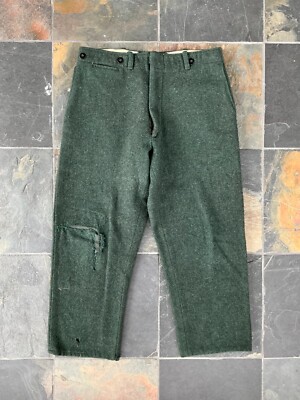 True Vintage 60s 50s Heavy Wool Hunting Pants Trousers Dark Green
