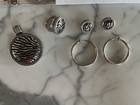 Premier Designs Safari Zebra Jewelry Magnetic Pendant Earrings Ring Silver Black — photo 3