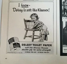 1941 Delsey bathroom toilet paper Kleenex baby boy pajamas nude bottom ad