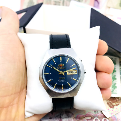   Armbanduhr Orient Automatik Kalender Kristall AAA Japan Vintage Service  