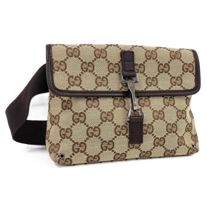 Gucci GG Supreme Crossbody Bag in Beige Brown Canvas & Leather