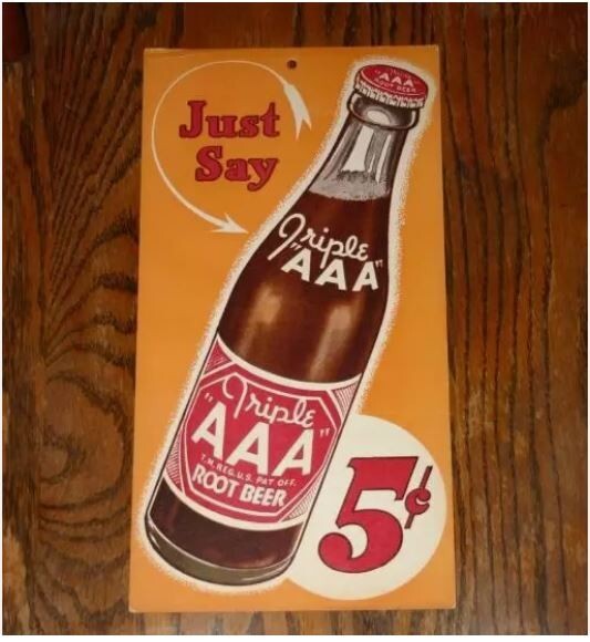 1957 TRIPLE AAA ROOT BEER OKLAHOMA CITY OKC ADVERTISING SIGN 5