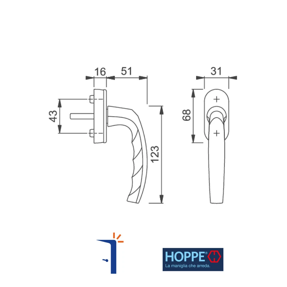 Maniglia finestra martellina DK HOPPE Atlanta Secustik rosetta tonda col Argento - Immagine 2 di 2