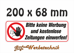 Keine Werbung Aufkleber 0 X 68 Mm Briefkasten Postkasten Keine Zeitungen Ebay