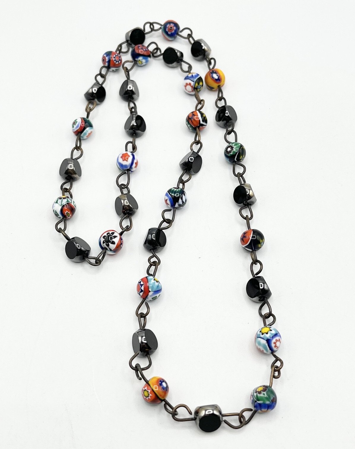 Vintage Murano Glass Beaded Chain Necklace Gem