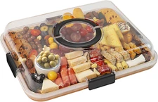 Charcuterie Board with Clear Lid, Travel Portable Cheese Board Charcuterie Bo...