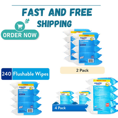 Equate Flushable Wet Wipes, Fresh Scent, 240 Wipes, (5 Pack)