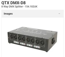 QTX DMX-D8 8-Way DMX Booster and Distributor Black DJ Lighting