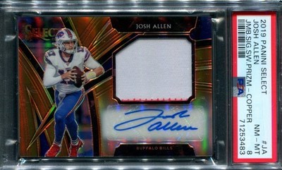 Josh Allen -- PSA 8 -- Patch Auto Copper /25 -- 2019 Select -- Player Worn Relic