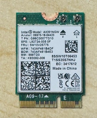 Original Intel Wireless AX201NGW 802.11ax Dual Band WLAN Bluetooth 5.2 P1C6J