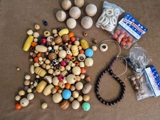Large Wood Bead Lot 15oz Misc Mix Size And Color
