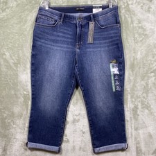 Lee Flex Motion Capri Jeans Women's 14 34x21 Blue Denim Regular Fit Mid Rise NWT