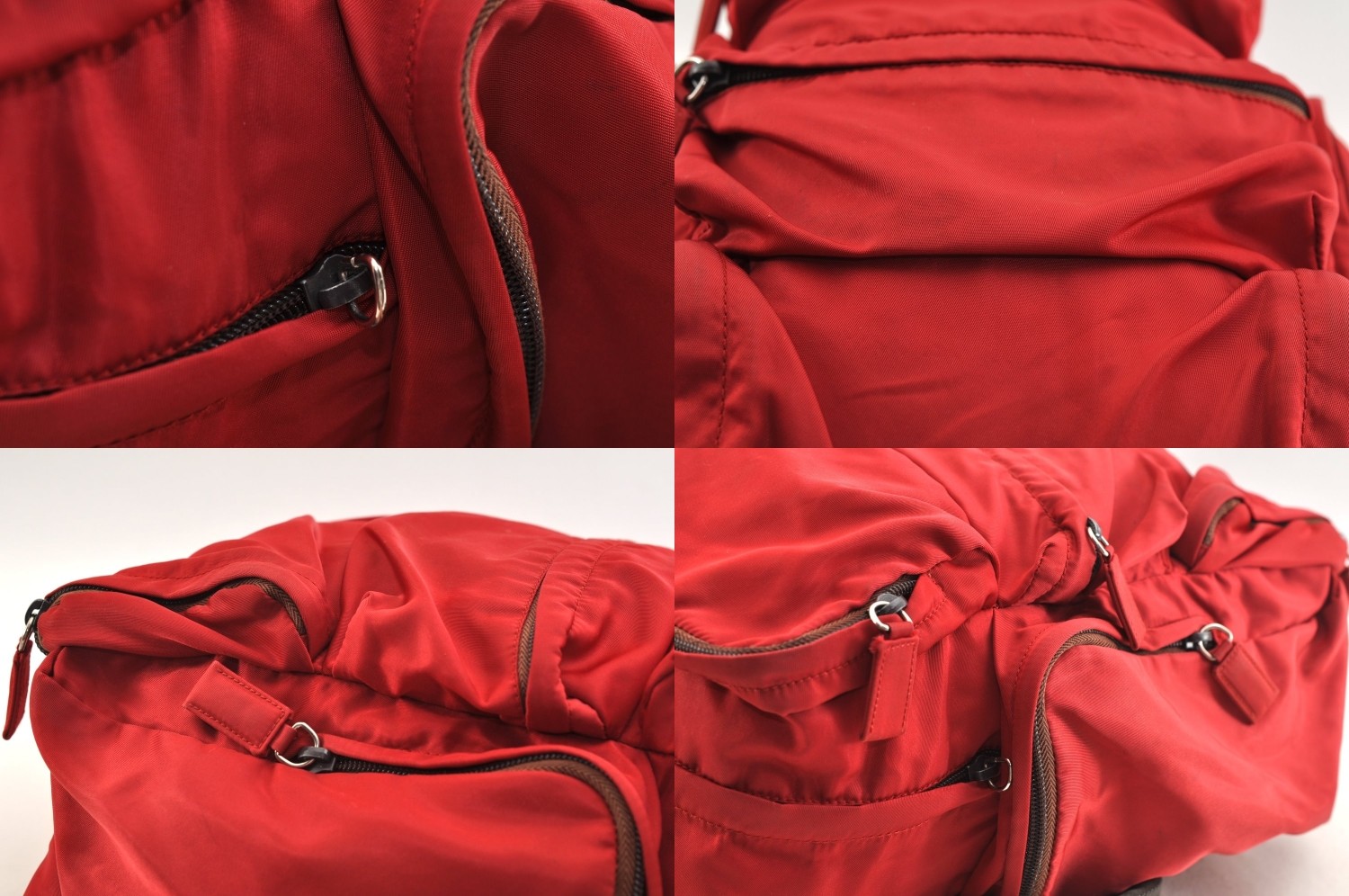 Authentic PRADA Nylon Leather Backpack Red AC788 — image 8