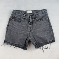Everlane The Denim Short Organic Cotton Black Wash Raw Hem Size 26 High Rise